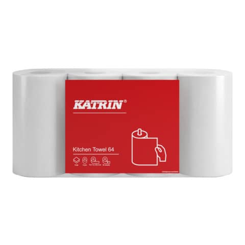 Küchenrolle, 2-lagig, 4x 64 Blatt, weiß KATRIN 87075