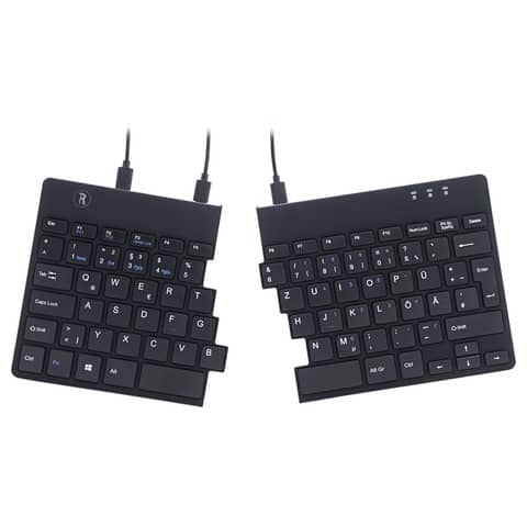 Ergonomische Tastatur, Split Break, QWERTZ (DE), schwarz, kabelgebunden R-Go Tools RGOSP-DEWIBL