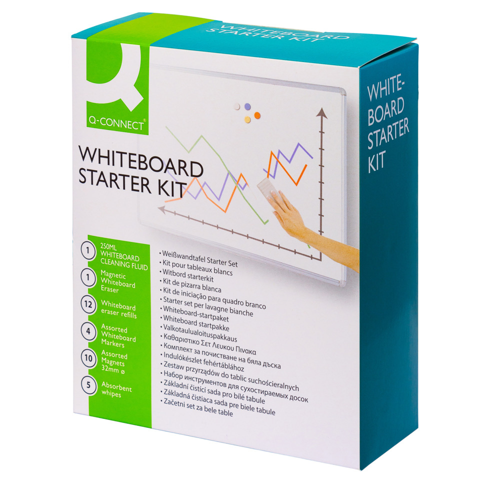 Whiteboard, Starter Kit, Whiteboard fluid, Markers, Assorted magnets