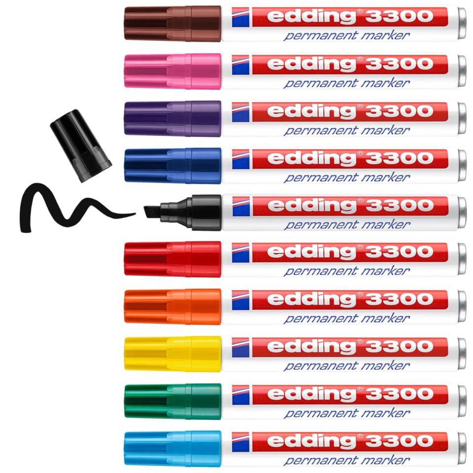 Marker, Permanent marker, Flachspitze, Bunt gemischt, durchgehend farbig