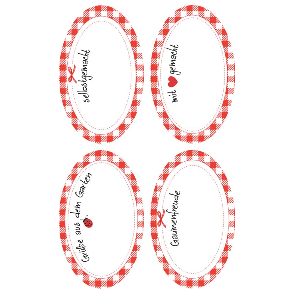 Ovales Etikett, Roter Checkrand, Gingham-Muster, Ovales Etikett, Dekoratives Schild