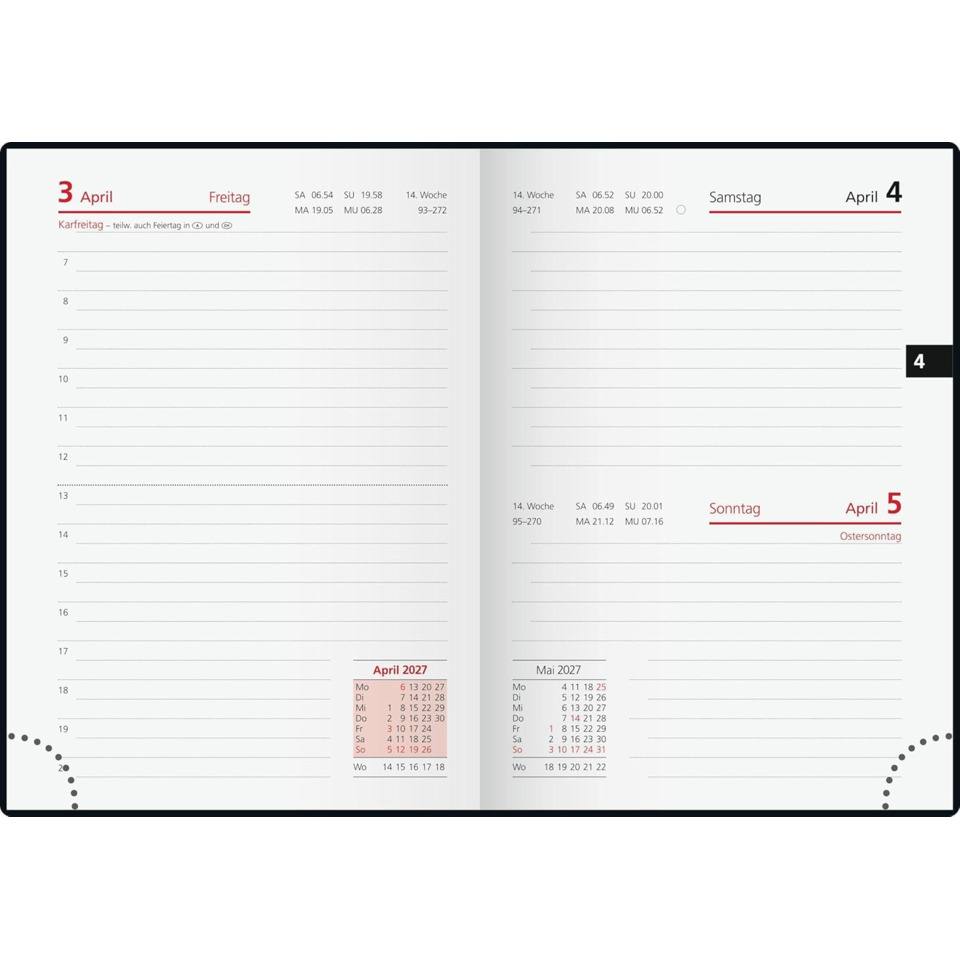 Kalender, Tagesplaner, Auflage, April 2027, anderes Layout