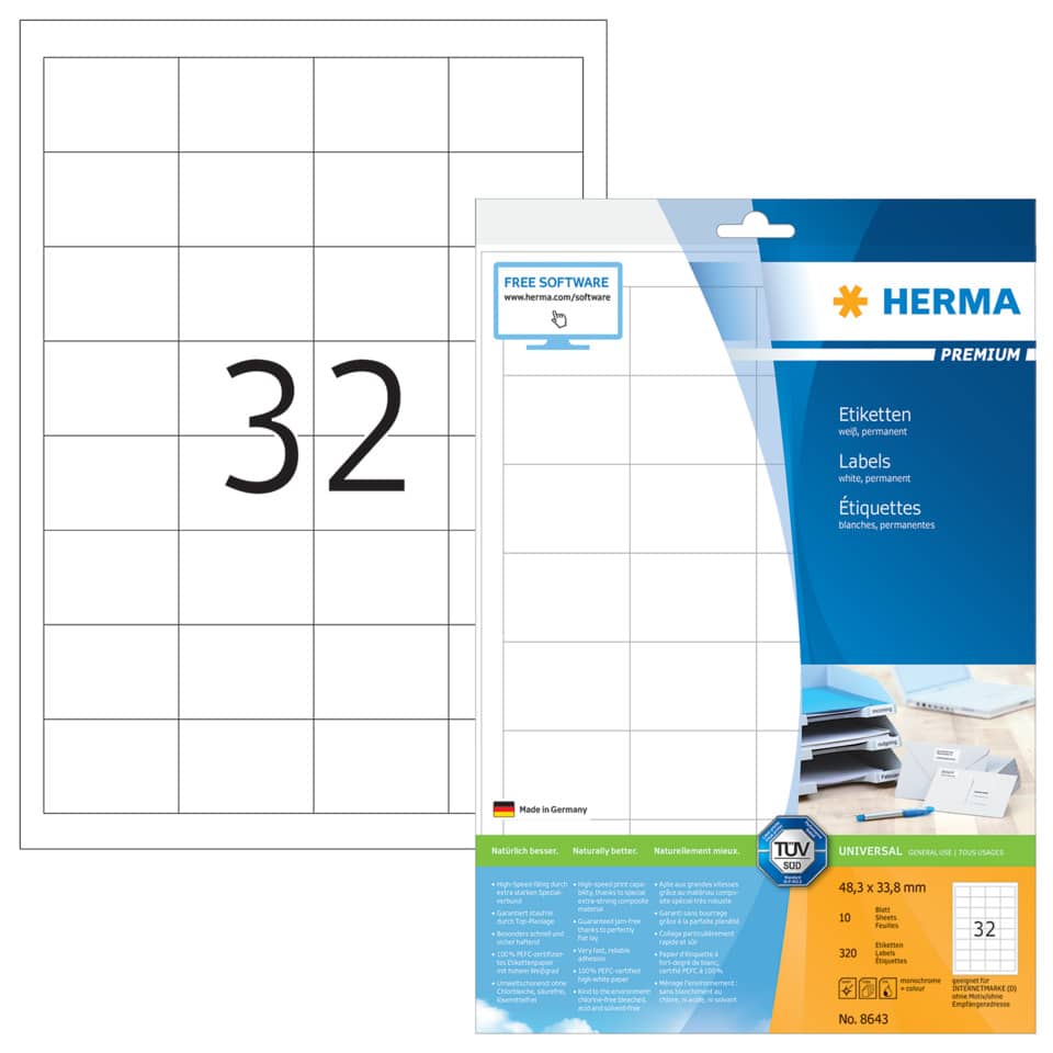 Etiketten, Beschriftung, Label, 32-Blatt, DIN-A4