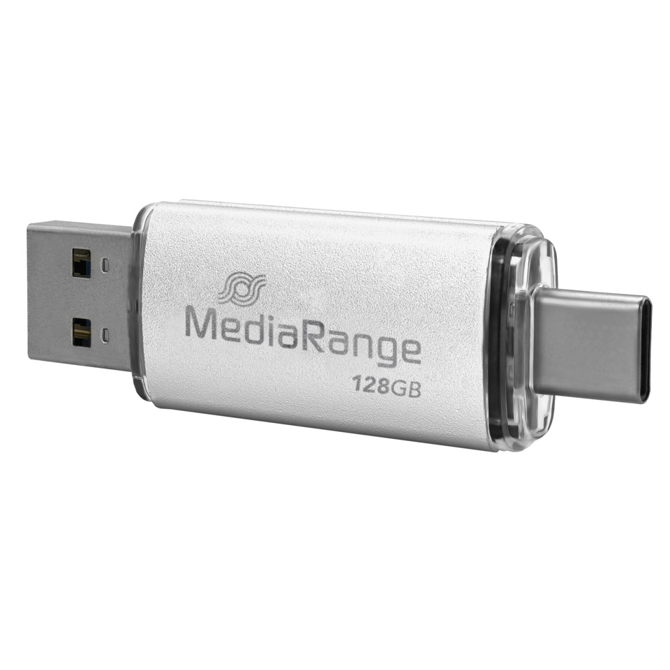 USB-Stick, Media range, 128GB, metall, USB-Stick