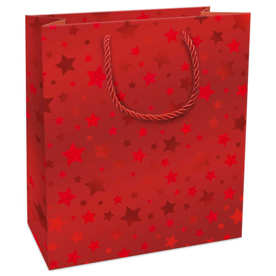 Geschenktüte, Rot, Sterne, Papier, Tragegriff