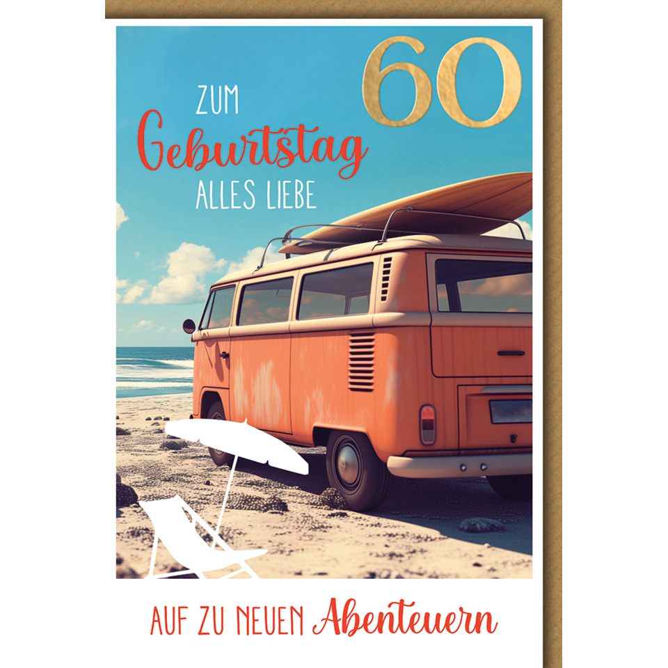 orange van, surfbord, Strand, Sand, Schirm-Silhouette