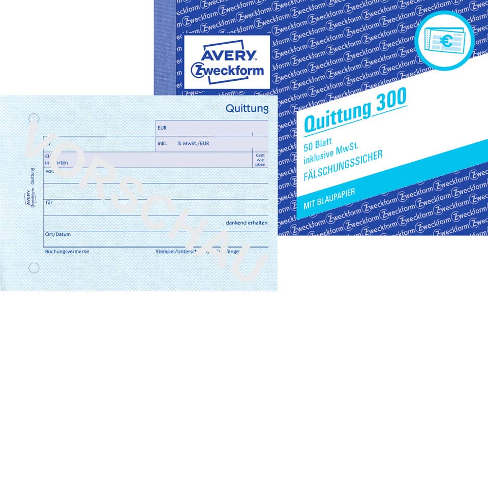Quittung, Beleg, Blau, Papier, 50-Blatt