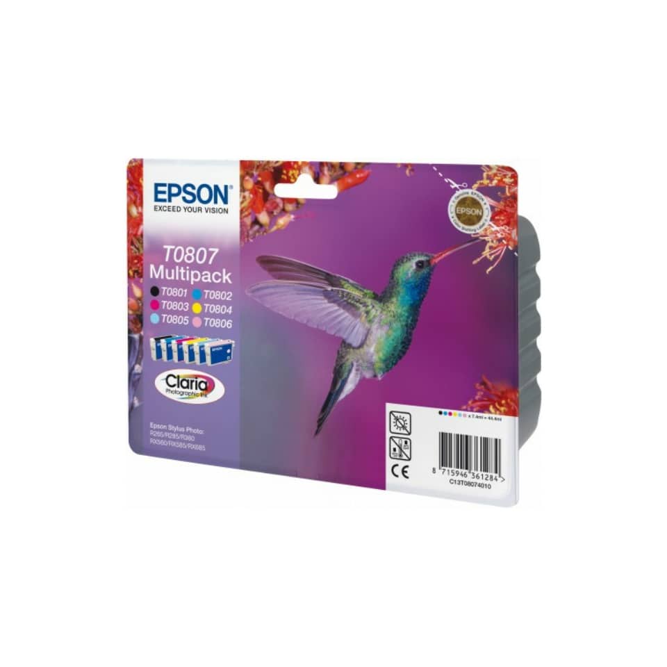 Tintenpack, T0807, Multipack, Epson, Kunststoffverpackung