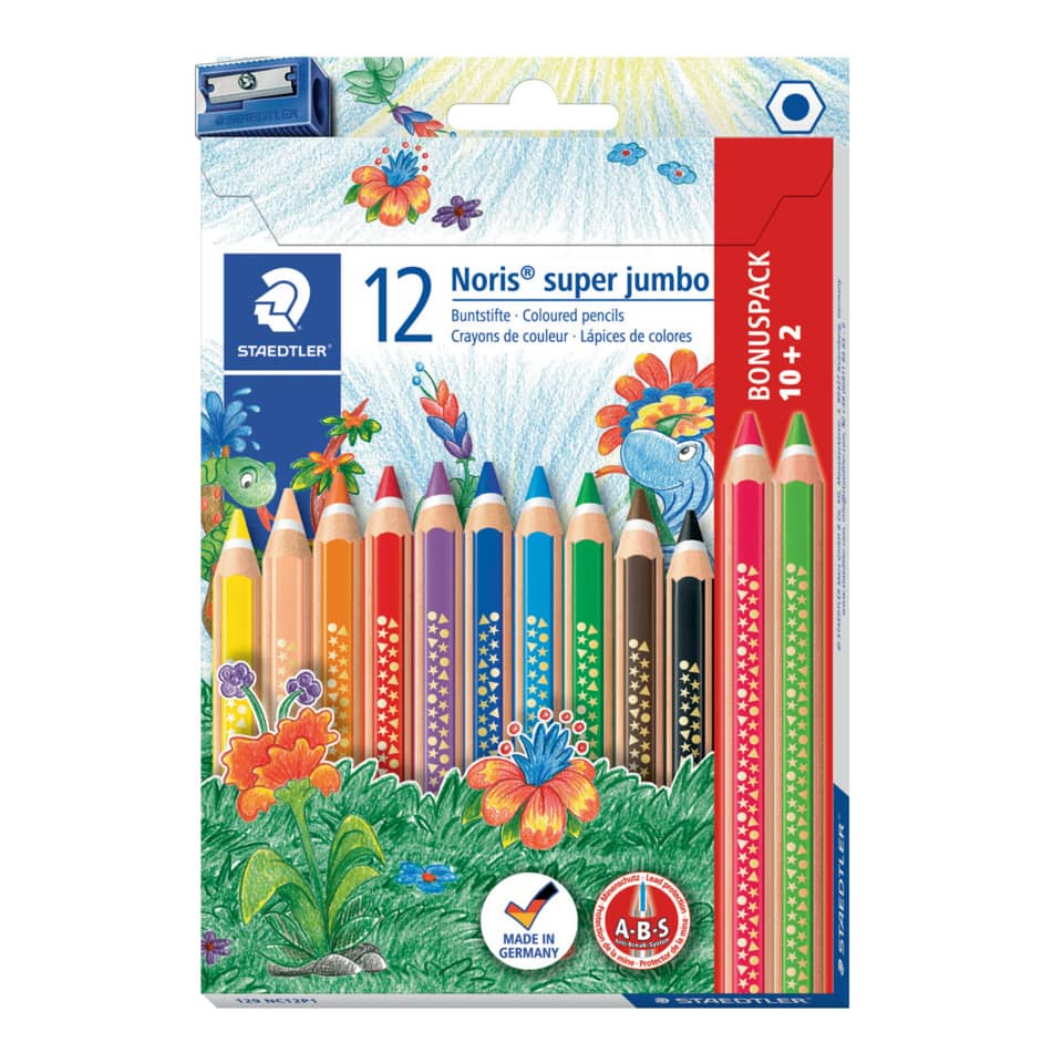 Buntstifte, Buntstift-Set, 12 Stifte, Jumbo-Pack, Kunstbedarf