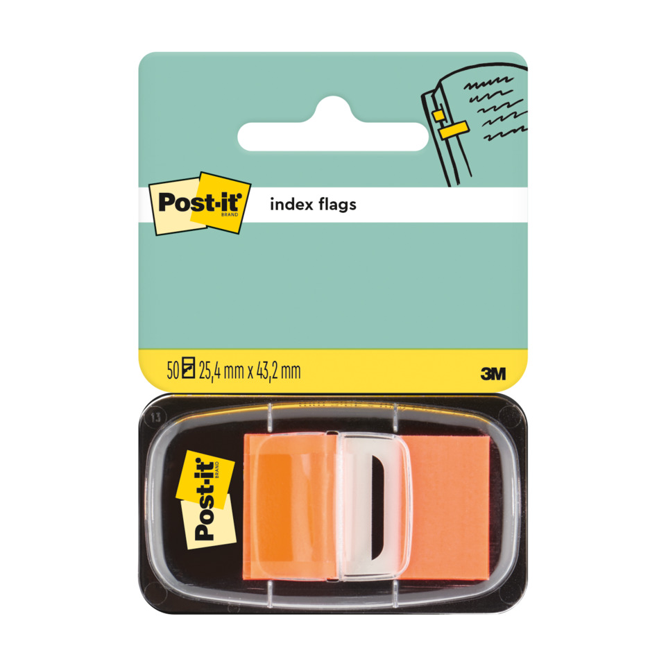 Haftstreifen Index Standard, 25,4x43,2mm, 50 Blatt, orange POST-IT I680-4