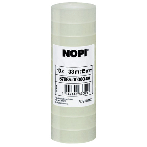 Klebefilm, PP, unsichtbar, 33 m x 15 mm, 10 Rollen, transparent NOPI 57885-00000-00