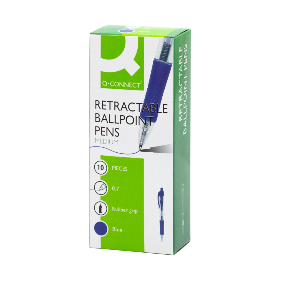 Retractable ballpoint pens, Medium, Blue, Gummigriff, 10 Stück