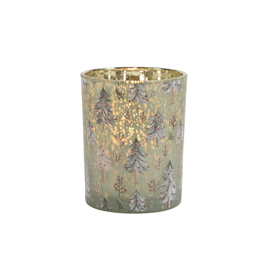 Teelicht, Glas, Weihnachtsdeko, Mustertrees, Goldrand