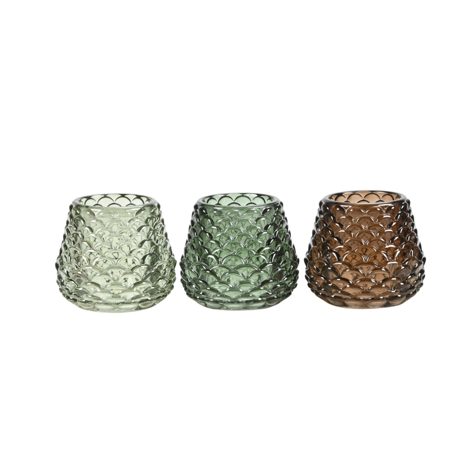 Glas, Vasengruppe, Mustersteine, grünes Glas, braunes Glas
