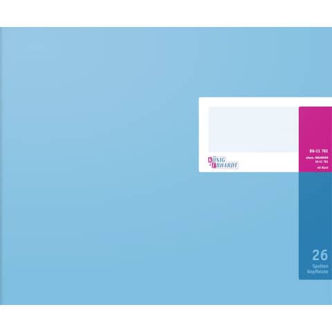 Spaltenbuch mit Kopfleiste 348×255 mm, 80 Seiten, 26 Spalten, Karton, magenta/hellblau KÖNIG & EBHARDT 86-11761