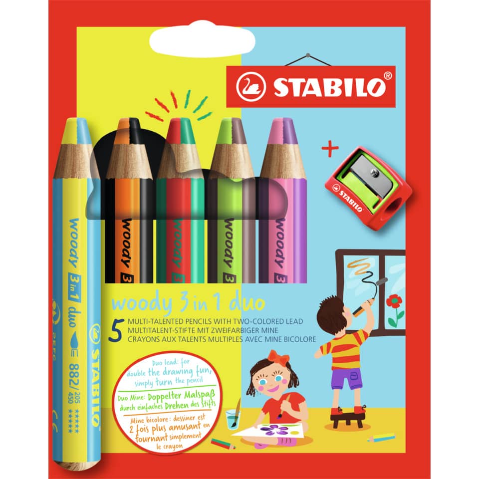 bunte bleistifte, Holzbleistifte, 2-in-1-set, Buntstifte und Spitzer, fünf Bleistifte