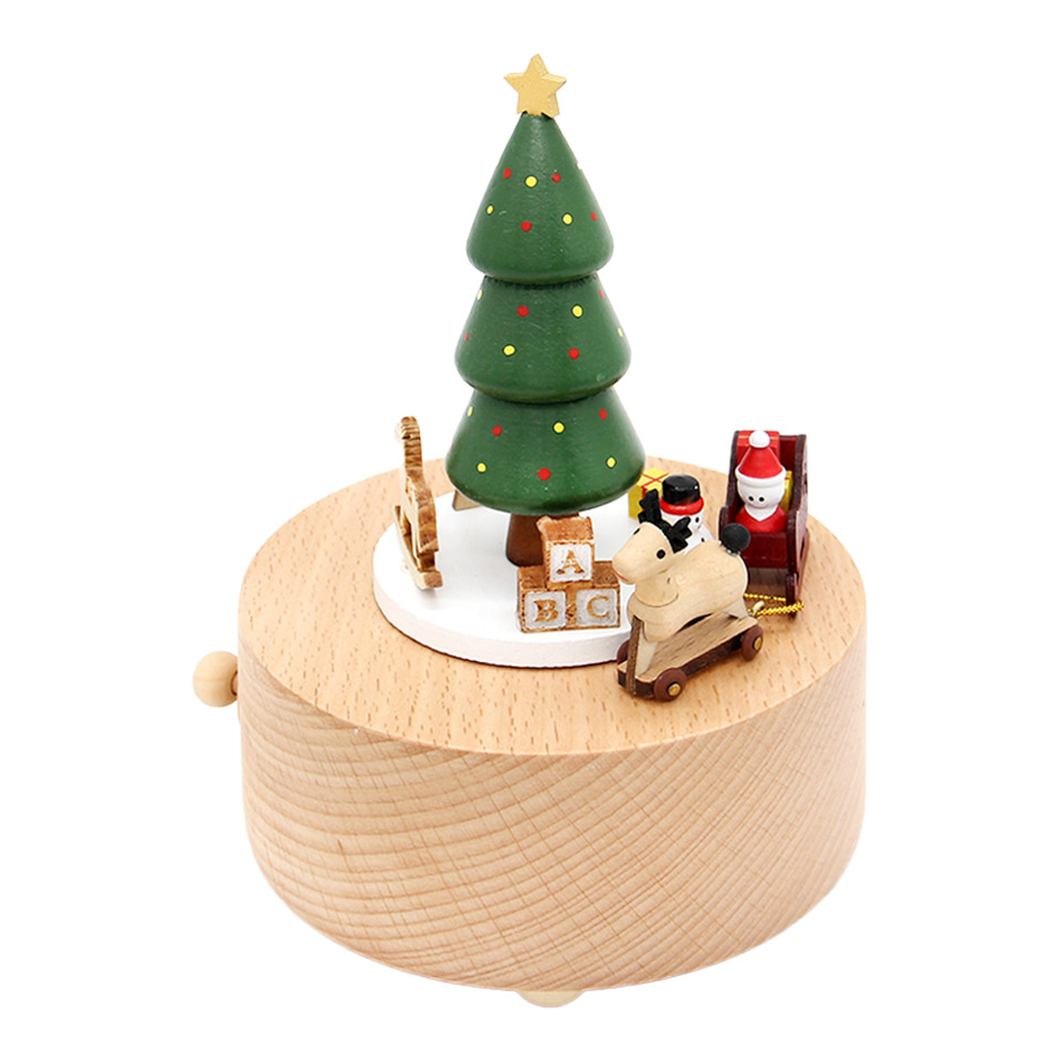 Holz-Snowglöckchen, Weihnachtsdeko, Drehmechanismus, Holzkarussell, kleines Diorama