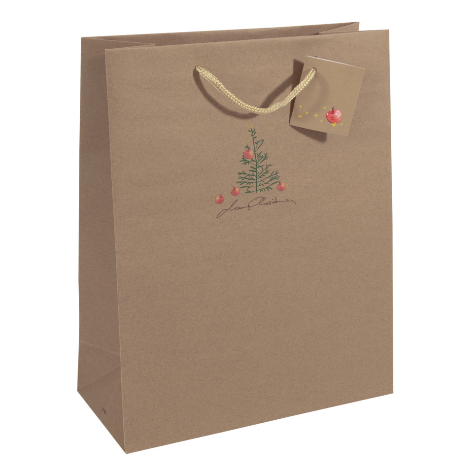 Papiertüte, Geschenktüte, Bastkarton, Hängeverschluss, Weihnachtsmotiv, Geschenktüte, Papierbeutel, brauner Beutel, Weihnachtsbaum, Anhängerschilder