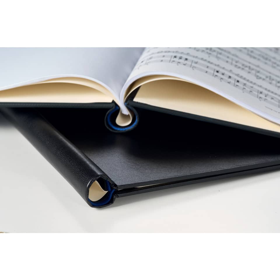 Notizbuch, Lederhülle, Ringbindung, dunkelblau, Klippenband