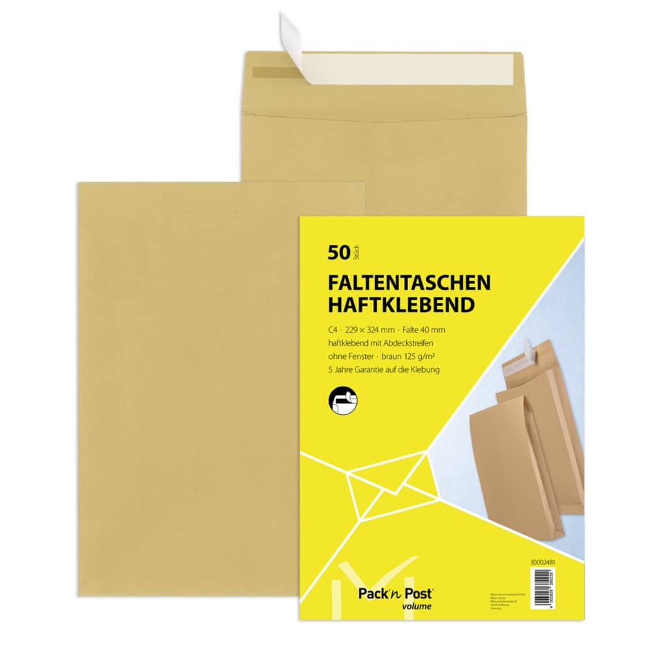 Faltentaschen, Haftkleben, Posttasche, Kartonverpackung, Umschlag