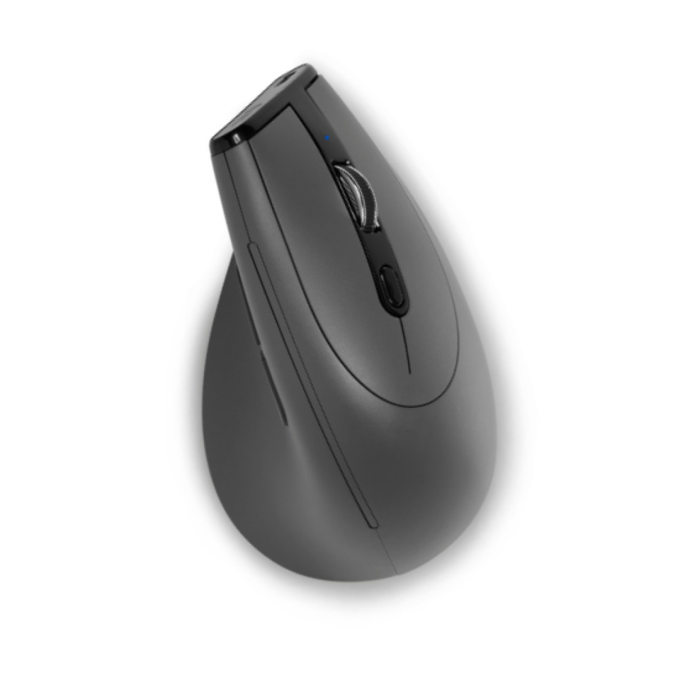 ergonomische Maus, kabellose Maus, optischer Sensor, Scrollrad, grau
