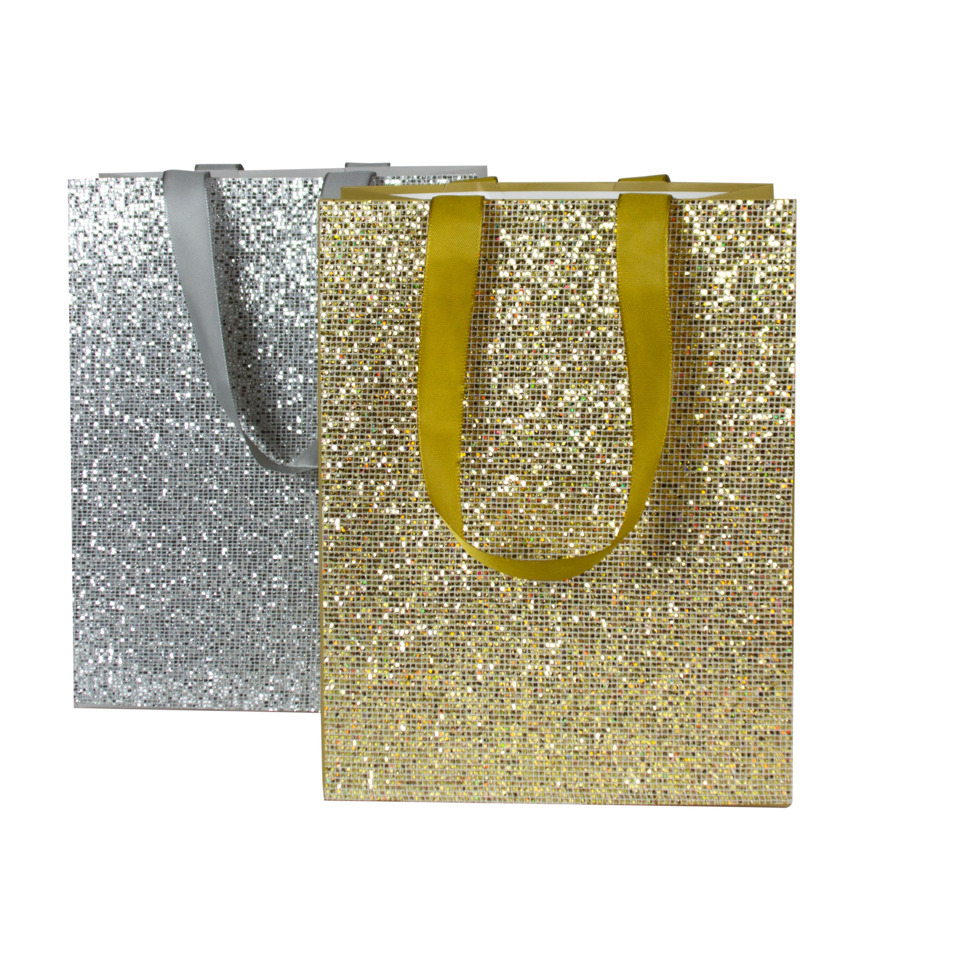 Geschenktasche, Glitzer, Gurtband, Gold, Glitzernde Muster