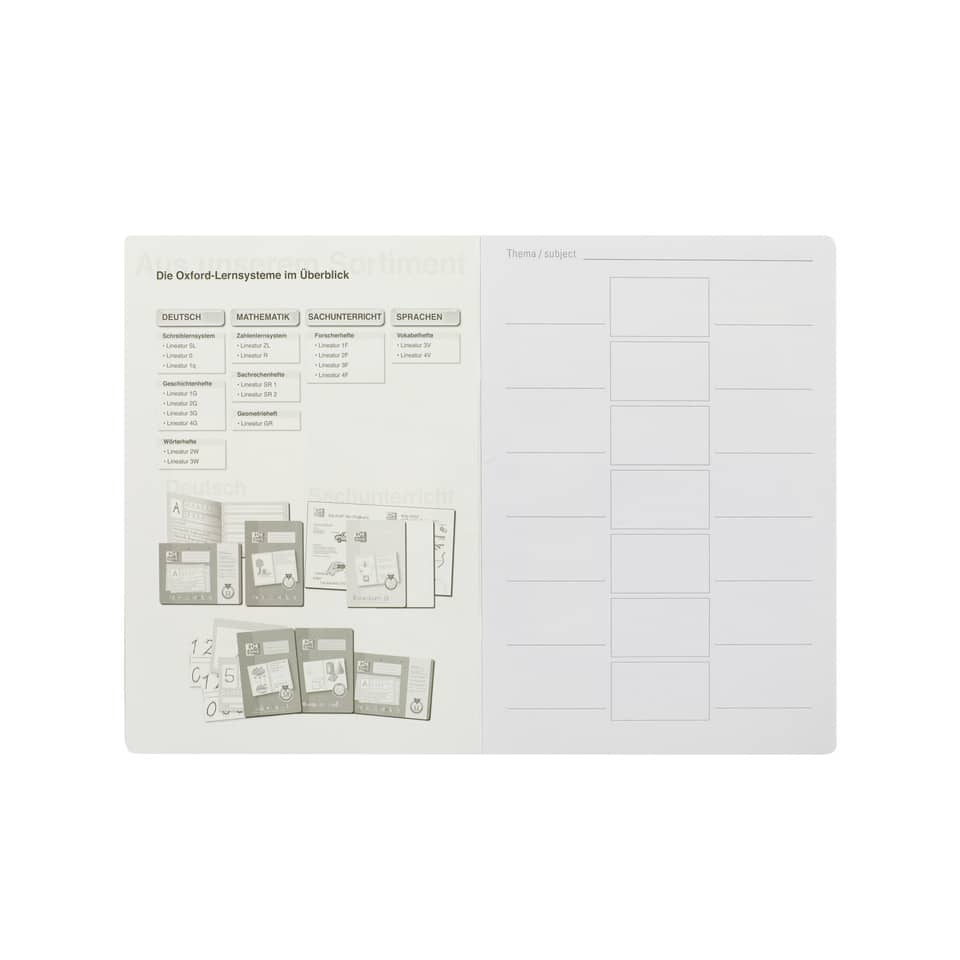 Schulheft, Notebook, Lernsysteme, Schulmaterial, Aufschlageblatt