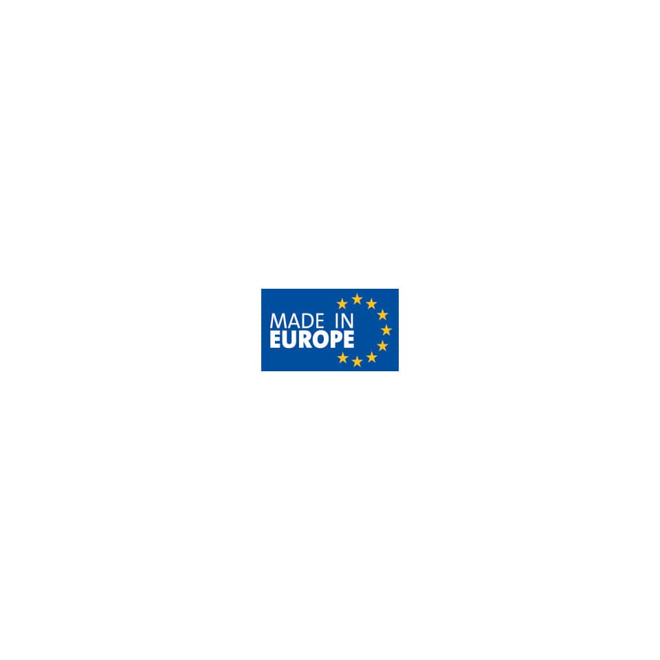 Made in Europe, Logo, Blaues Rechteck, Sterne, Text