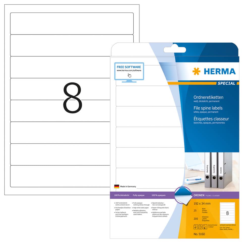 Ordneretiketten, Schwarzweißes Etikettenpapier, Weißes Blattpapier, Spine Labels, A4/Letter Label Sheet