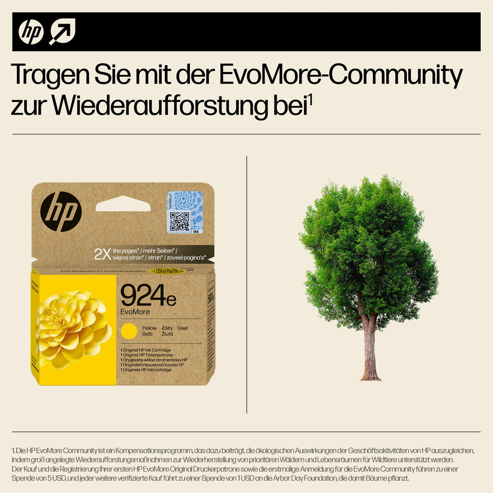 Tintenpatrone, HP 924, EvoMore, Gelbtöne, Kartonverpackung