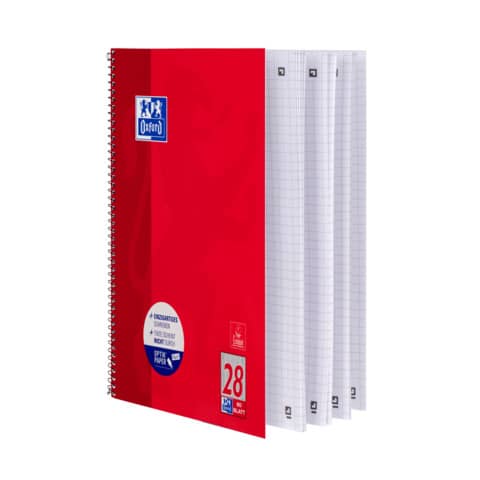 Collegeblock, A4+, 80 Blatt, Lin.28, kariert, rot OXFORD 100050361