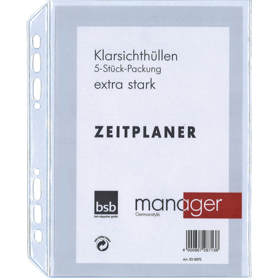 zugeschnittener, Zeitplaner, 5-Stück-Packung, extra stark, ordnerhülle