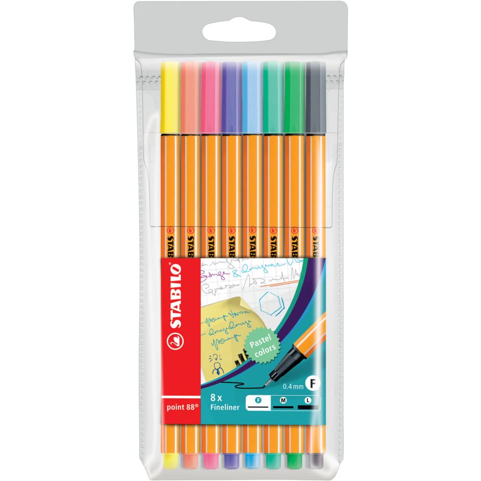Fineliner, Marker, Pastellfarben, 8er-Pack, Wasserbasierte Tinte