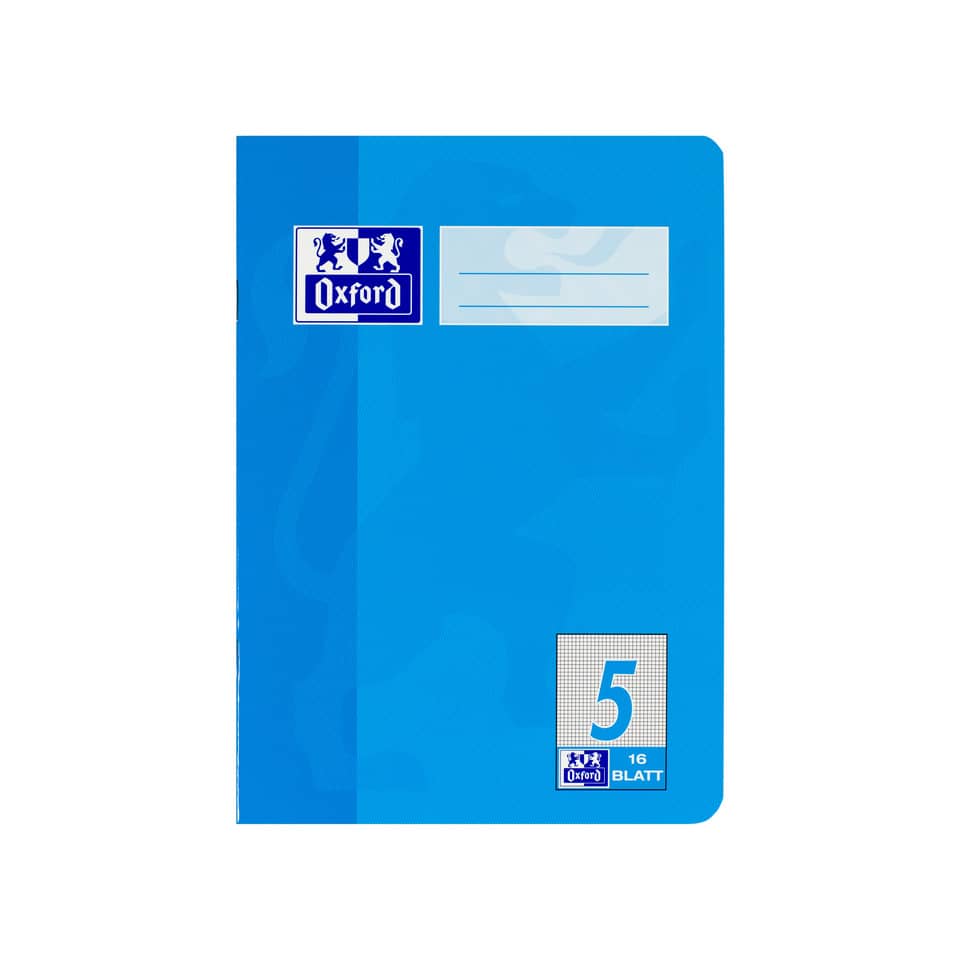 Schulheft, Notizbuch, Oxford, blau, Kunststoffeinband