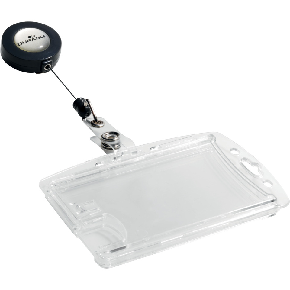 abzeichenhalter, Ausweis-Halter, Kartenhalter, klarsichtig, Schnurrolle