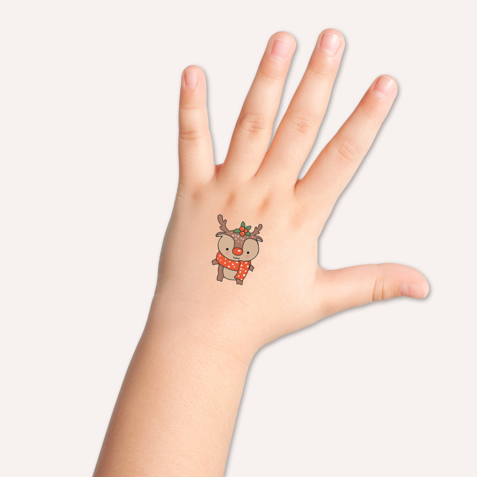 Klebetier, Hauttattoo?, Handtattoo, Weihnachtsmotiv, Tattoo
