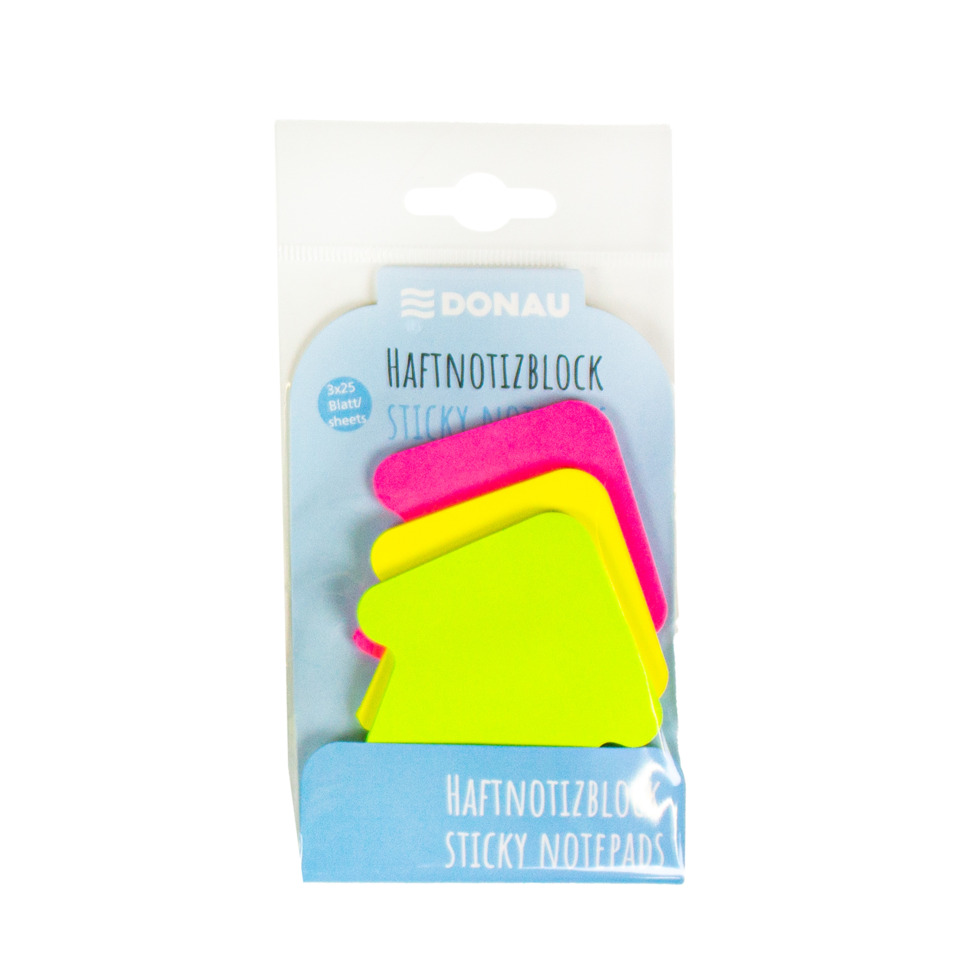 Haftnotizblock, Sticky Notes, Notizblöcke, Neon Farben, 3x25 Blatt