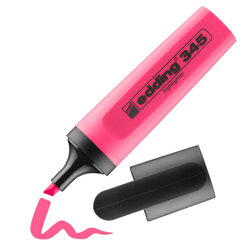 Highlighter, Marker, Pink, Edding 345, Permanent Highlighter