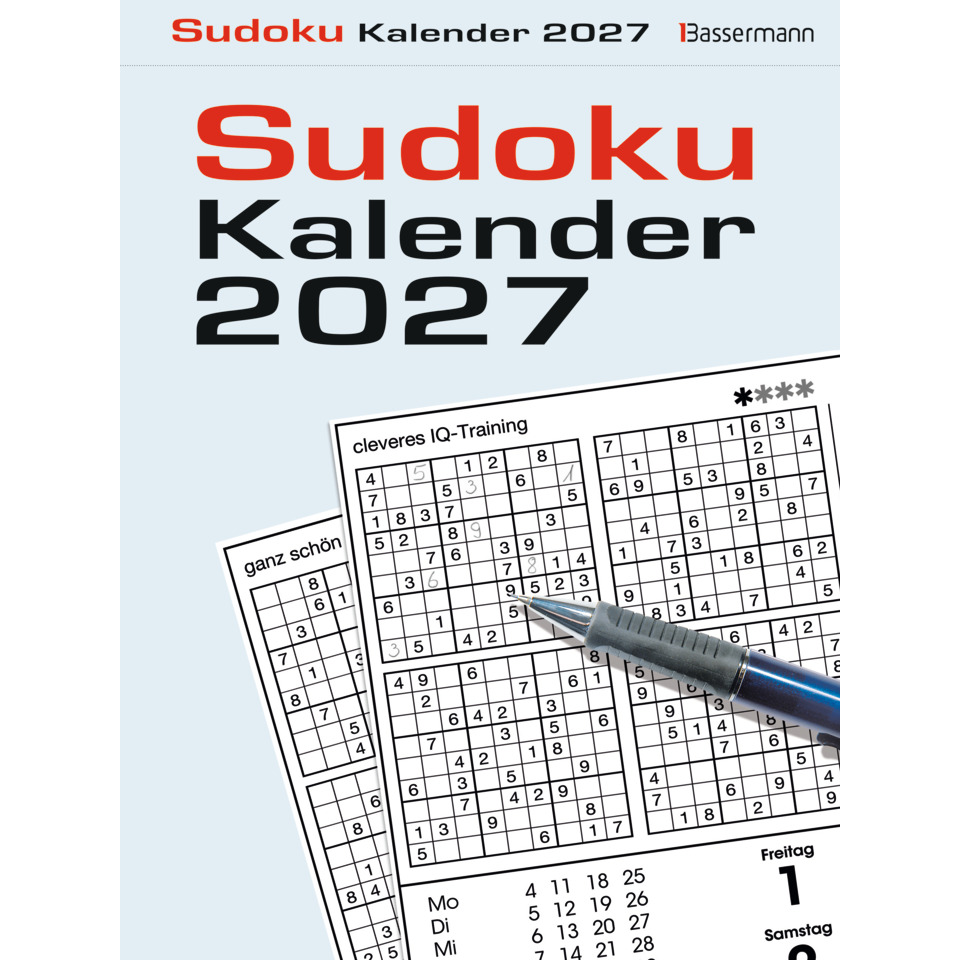  Sudoku, Kalender, 2027, Punktuelle Raster, Tintenstift