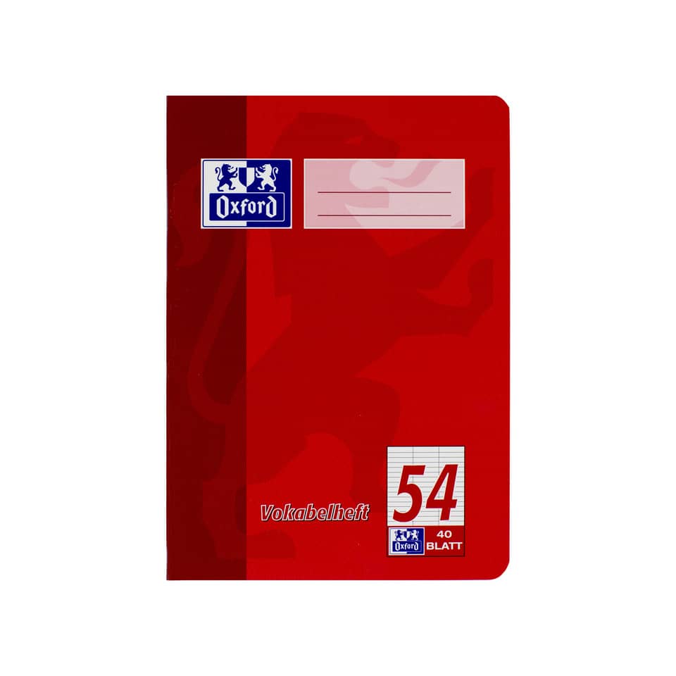 notebook, rot, A4, Oxford, Vokabelheft