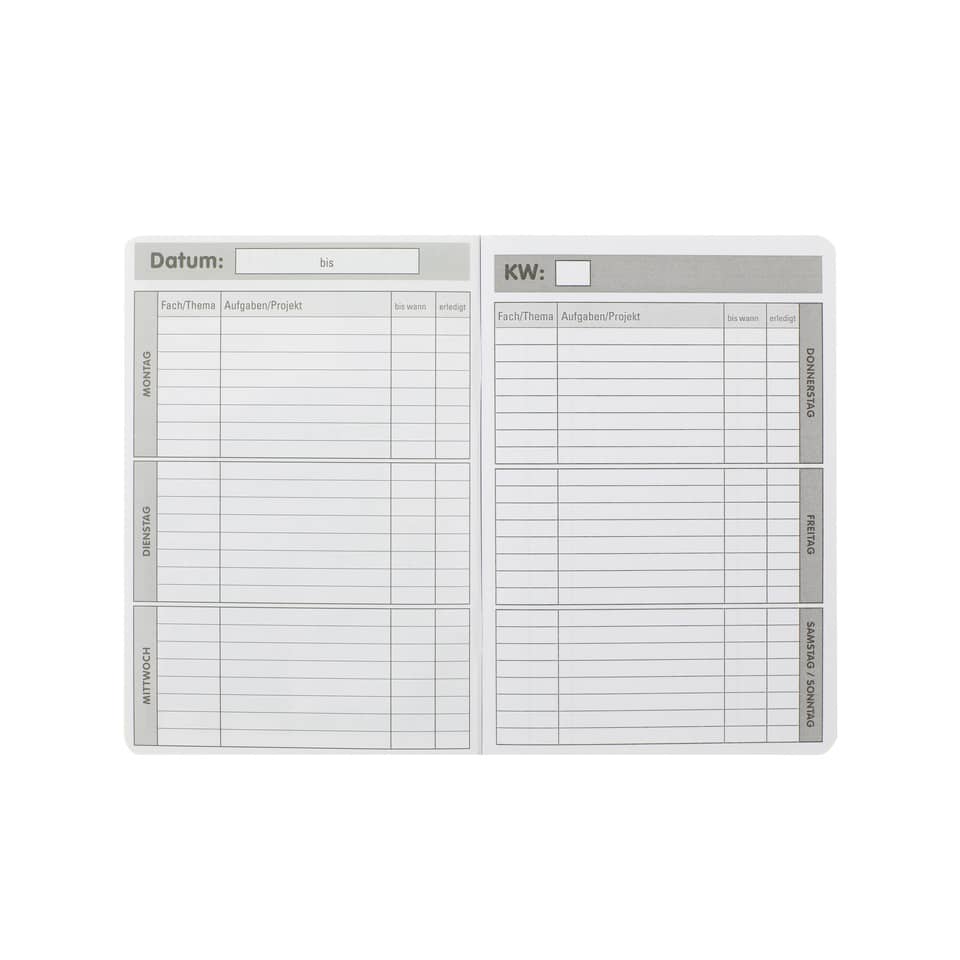 Kladdeblatt, Terminkalender, Aufgabenplaner, Wochenspiegel, Filterlayout