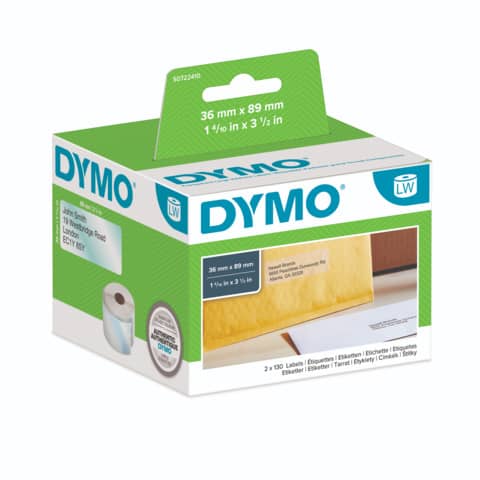 Adressetiketten, 36x89mm, 2x130 Stück, transparent DYMO S0722410