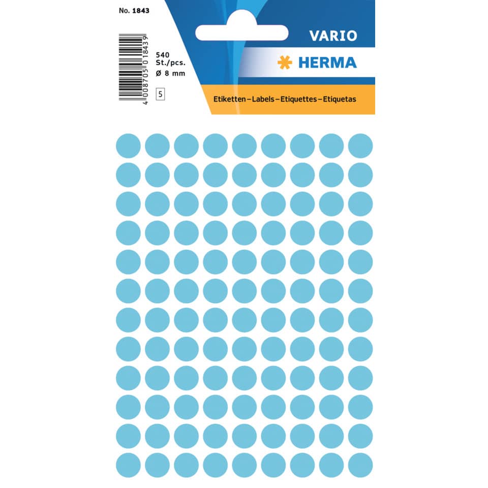 Punktaufkleber, blaue Punkte, Punktmuster, Etikettenaufkleber, Vario Herma