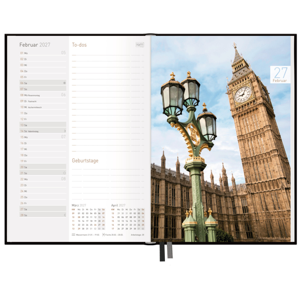 Notizbuch, Kalender, Wandkalender, London, Big Ben