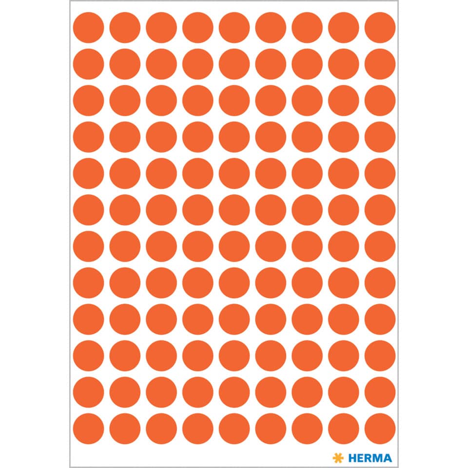 orange dots, dot pattern, polka dots, grid layout, HERMA logo