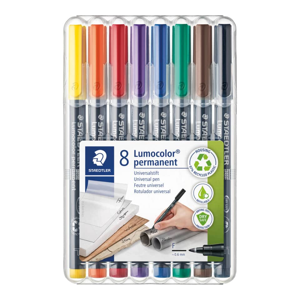 Stiftset, Permanentmarker, 8er-Set, Lumenfarben, Staedtler Staedtler