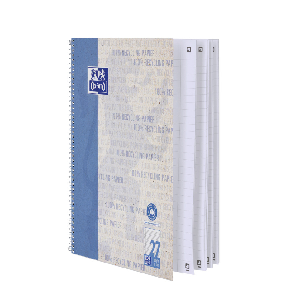 notebook, spiral notebook, College-ruled, recycled paper, blauer Einband