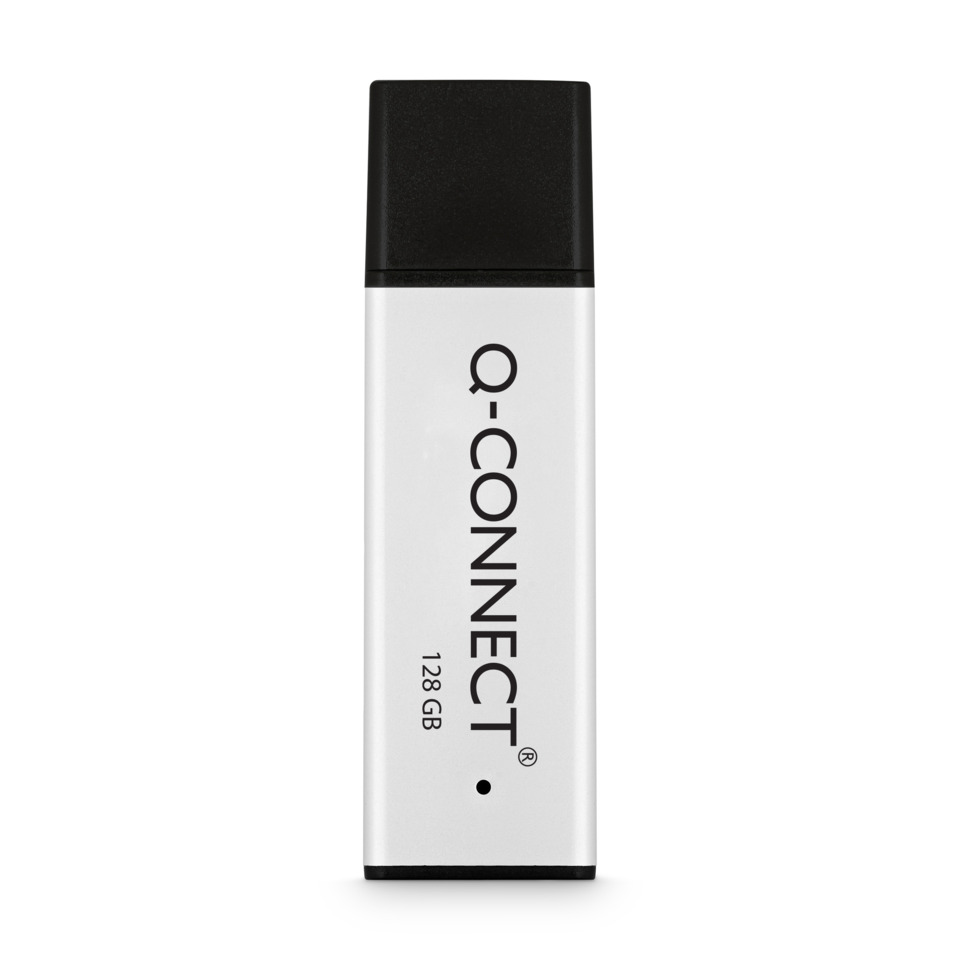 USB-Stick, 128 GB, Silber/Weiß, Kappe, Q-CONNECT