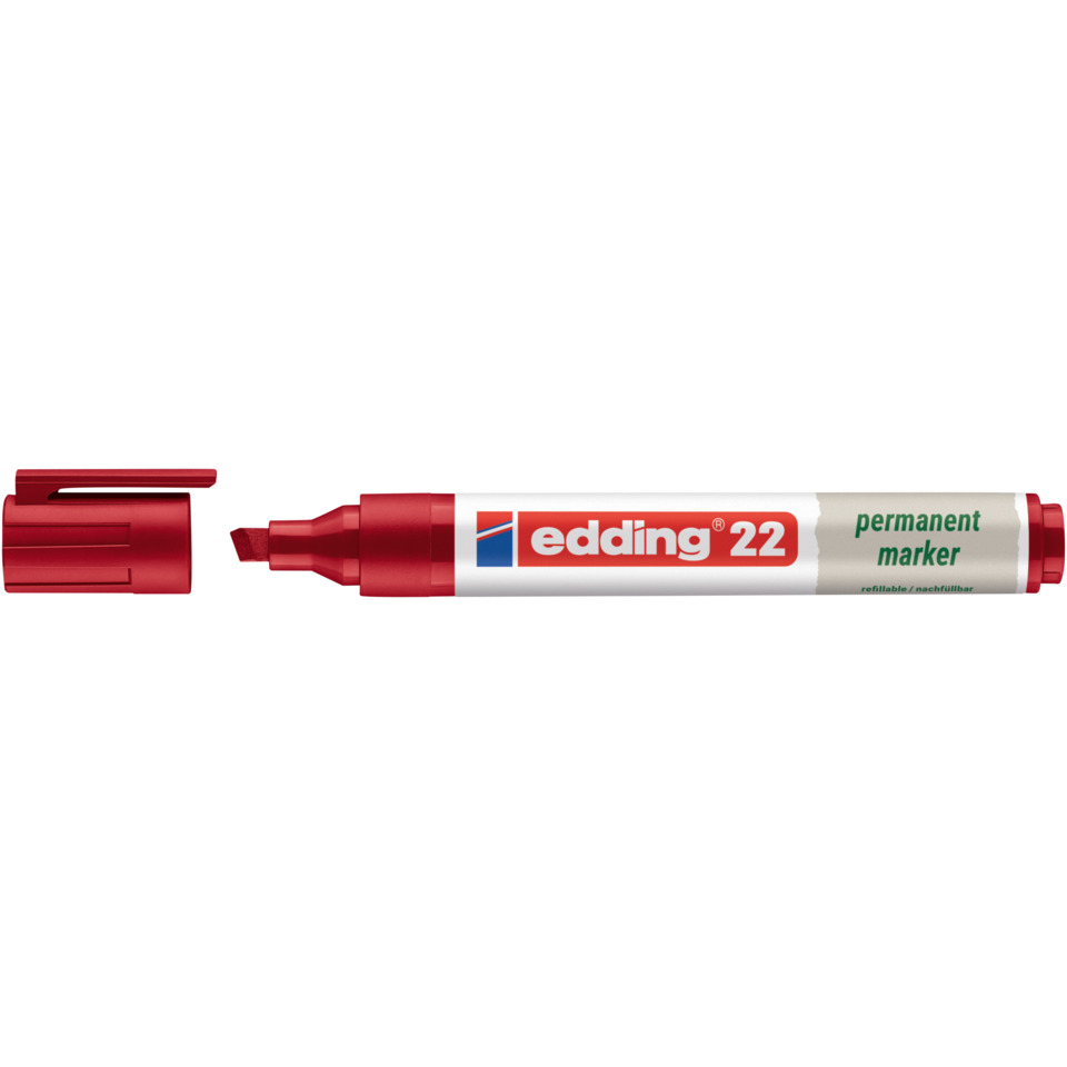 Permanentmarker, Marker, Rot, Kunststoffspitze, Edding 22