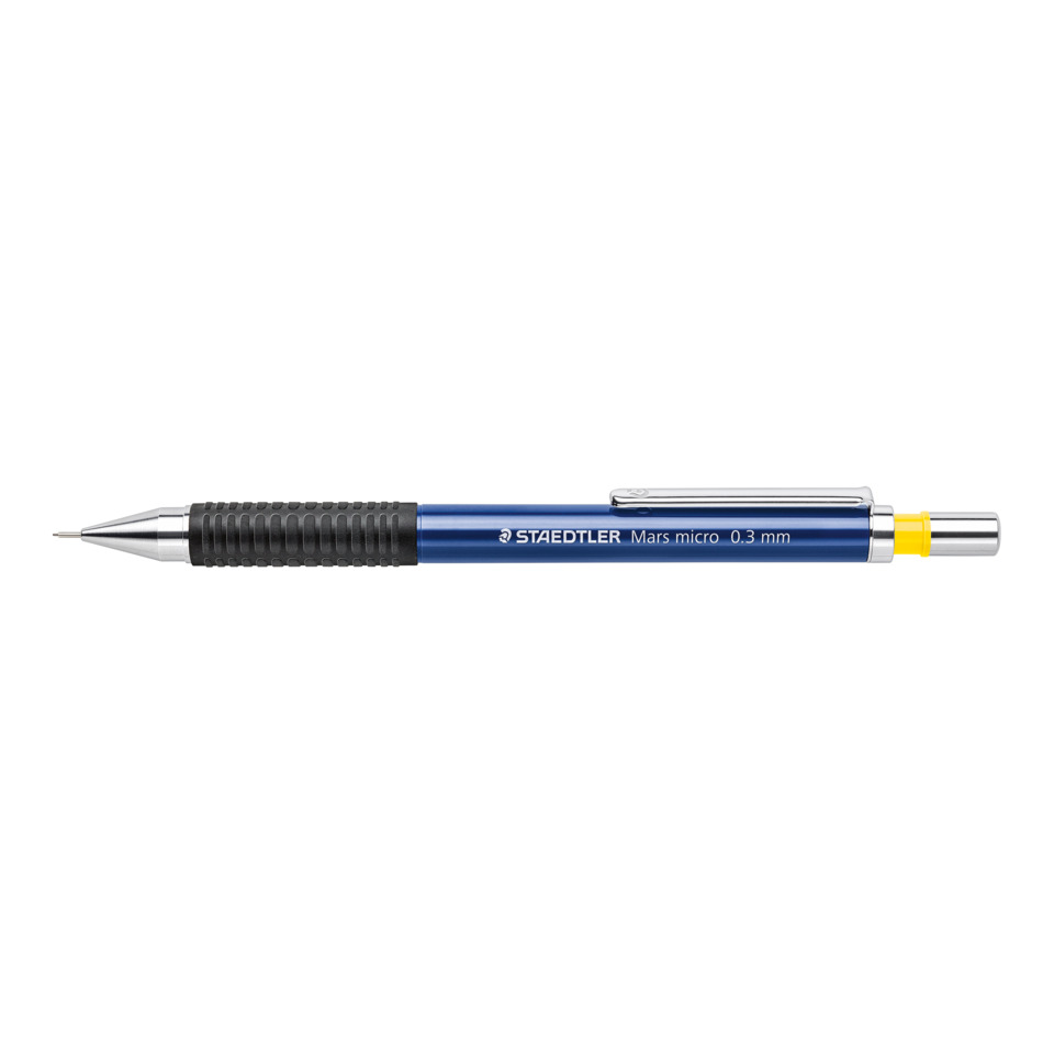 mechanical pencil, 0.3 mm, blauer Körper, Gummi-Griff, Clip